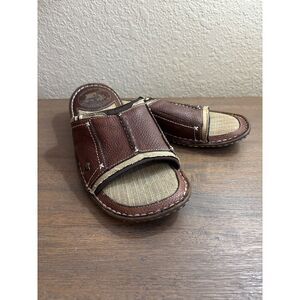 Margaritaville Men's Grove Slide Sandals Brown Leather Cushioned Size 11EUC